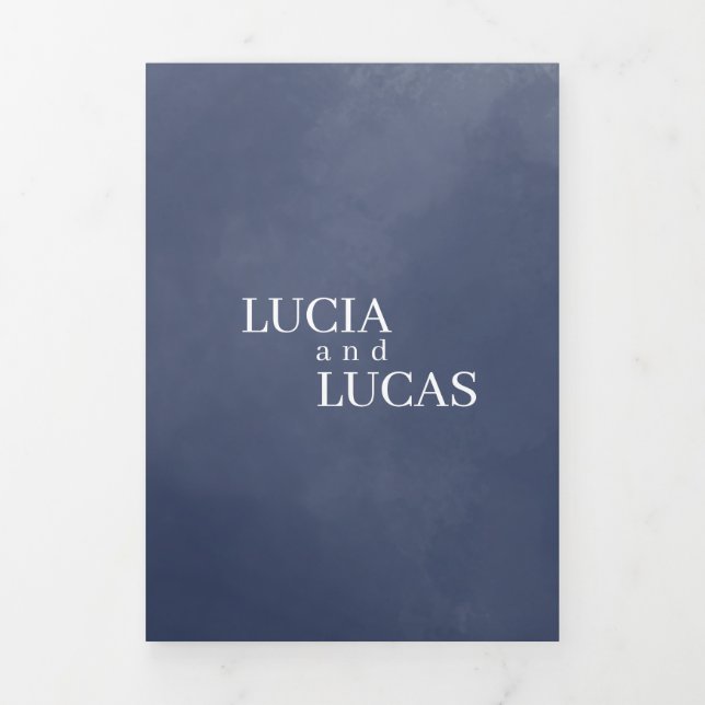 Marinho Azul Fumaça Tudo Em Um Convite De Casament (Cobrir)