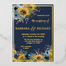 Marinho Azul Girassol Casamento Floral Dourado