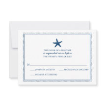 Marinho Azul Graceful Starfish Casamento RSVP