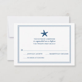 Marinho Azul Graceful Starfish Casamento RSVP