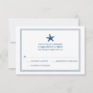 Marinho Azul Graceful Starfish Casamento RSVP