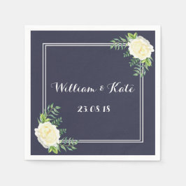 Marinho azul Ivory Chic Rosa guardanapos