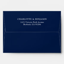 Marinho Azul Moderno Casamento Personalizado 5x7