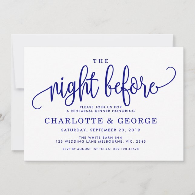 Marinho azul na noite antes do convite (Frente)