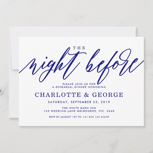 Marinho azul na noite antes do convite (Frente)