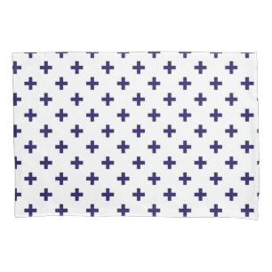 Marinho azul polka cruza em branco