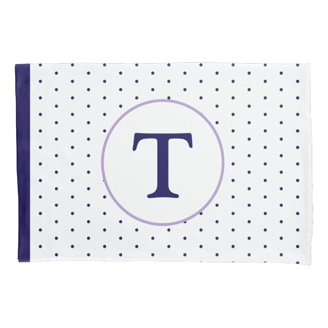 Marinho Azul Polka-Dot Monograma Para Crianças (Frente)