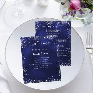 Marinho azul-prata do Menu Casamento