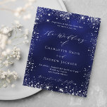 Marinho azul prata moderno convite para casamento<br><div class="desc">Um fundo azul marinho,  decorado com falso brilho prateado,  faíscas. A cor azul é irregular. Personalize e adicione seus nomes e detalhes. 1 folha = 1 convite impresso de borda a borda.</div>