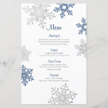 Marinho Azul Prata Snowflake Menu Casamento no inv