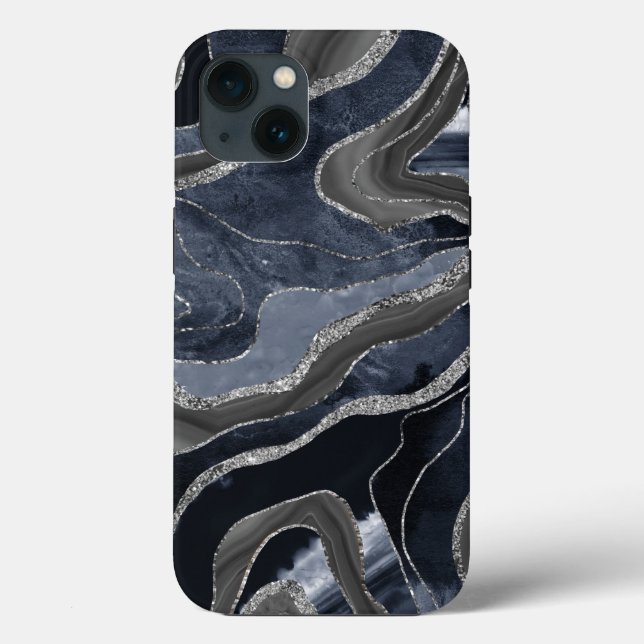 Marinho Azul Preto Marble Agate Gliter Glam (Verso)