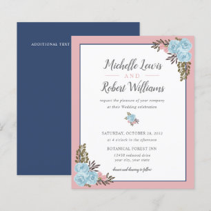 MARINHO Azul Rosa Azul, Casamento Floral Bonito
