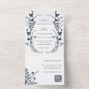 Marinho Azul Silhouette Wreath Casamento de Flores