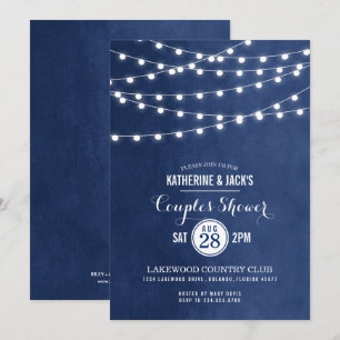 Marinho Azul String Luzes Casais Convite para Chá