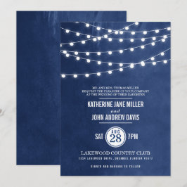 Marinho Azul String Luzes de Casamento Convite