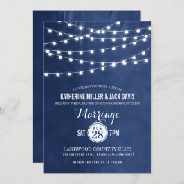 Marinho Azul String Luzes de Casamento Convite