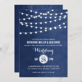Marinho Azul String Luzes de Casamento Convite