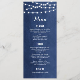 Marinho Azul String Luzes Menu de Casamento