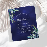 Marinho azul verde convite de aniversário<br><div class="desc">Um fundo azul marinho,  decorado com verde. A cor azul é irregular. Personalize e adicione seu nome e detalhes da festa. 1 folha = 1 convite impresso bordo a borda.</div>