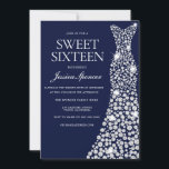 Marinho Azul Vestido Branco Doce 16 Convite<br><div class="desc">Marinho Blue White Dress Sweet 16 Convide Variações para o convite e itens correspondentes na nossa loja</div>