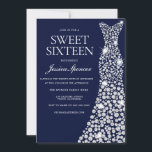 Marinho Azul Vestido Branco Doce 16 Convite<br><div class="desc">Marinho Blue White Dress Sweet 16 Convide Variações para o convite e itens correspondentes na nossa loja</div>