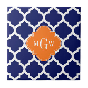 Marinho Azul Wt Chevron Pumpkin Quatrefoil 3 Monog