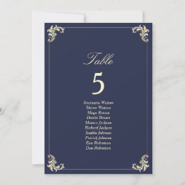 Marinho Barroco Gráfico de Casamento Dourado Azul