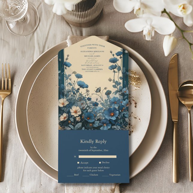 Marinho Blue Art Nouveau Casamento (Criador carregado)
