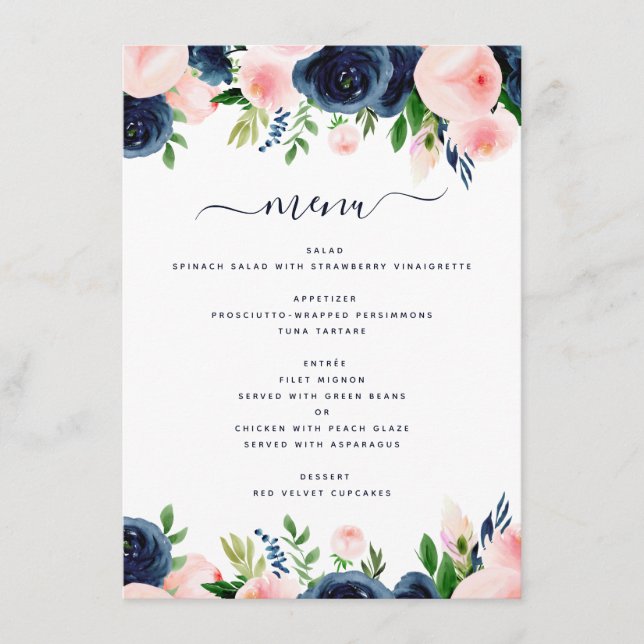 Marinho Blue Blush Floral Menu (Frente)