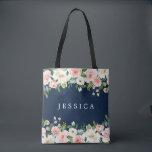 Marinho Blue Bridesmaid Gift Personalizado Tote Ba<br><div class="desc">Dar esta bela sacola personalizada às senhoras que o apoiaram nesta viagem! Eles vão amar o quão atencioso você é! Edite facilmente o nome e adicione ao seu carrinho!</div>