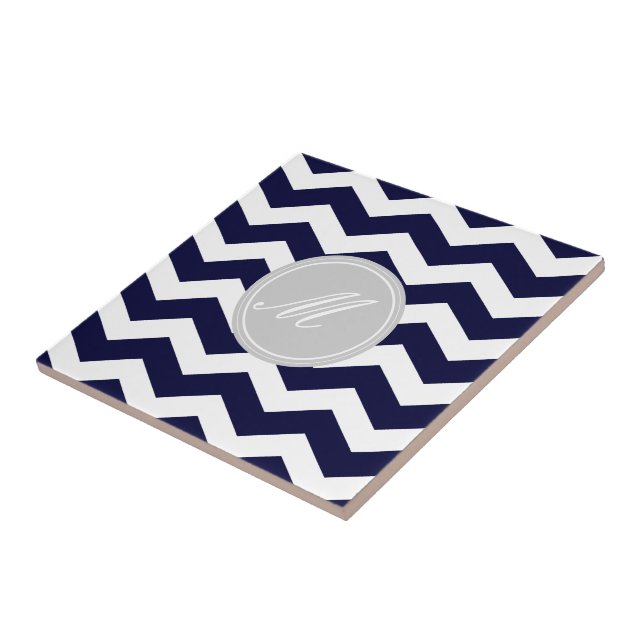 Marinho Blue Chevron com Azulejos Monogramas (Lateral)