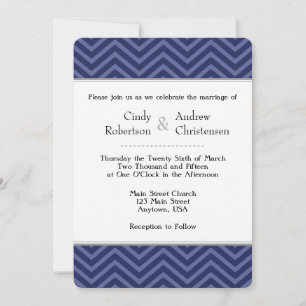 Marinho Blue Chevron - Convites para Casamento