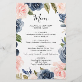 Marinho Blue Dusty Blush Floral Menu