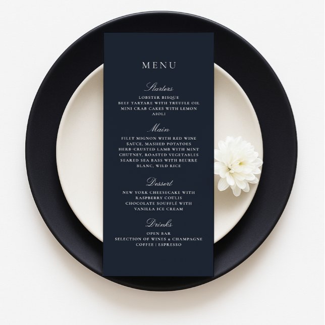 Marinho Blue Fall Winter Elegant Weding Menu (Criador carregado)