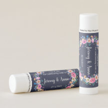 Marinho Blue Floral Wreath Obrigado Casamento Lip 