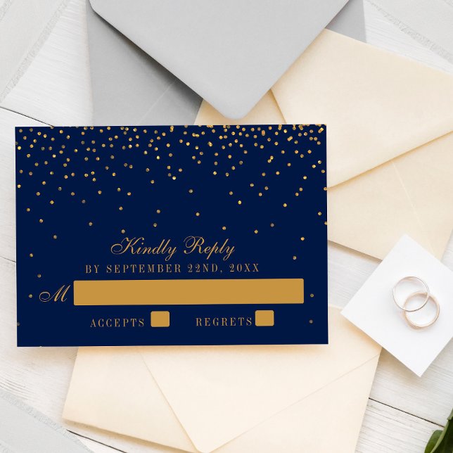 Marinho Blue & Glam Dourado Confetti - RSVP (Criador carregado)