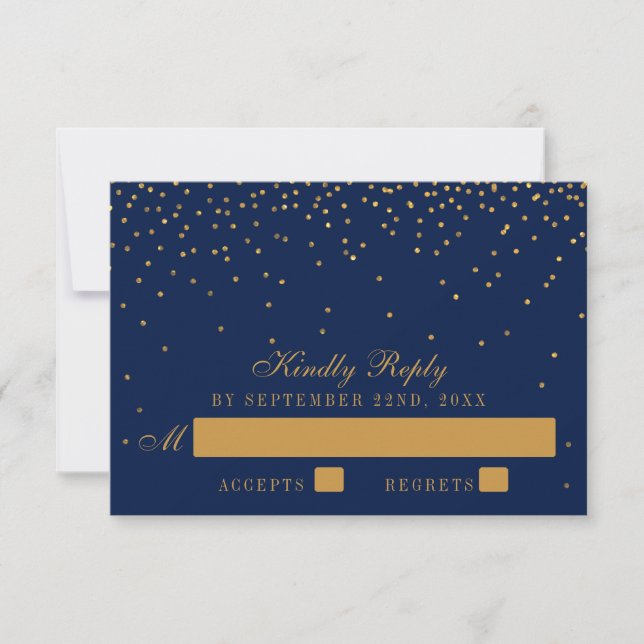 Marinho Blue & Glam Dourado Confetti - RSVP (Frente)