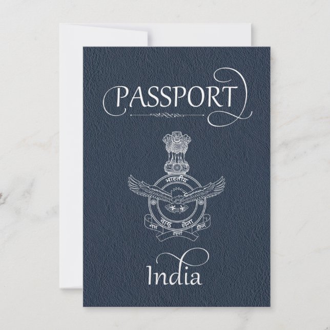 Marinho Blue India Passport Salvar o cartão de dat (Frente)