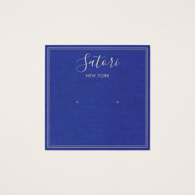 Marinho Blue Linen Signature Stud Earring Display (Frente)