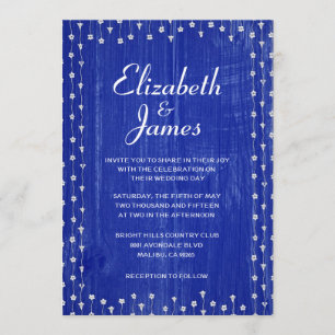 Marinho Blue Rustic Barn Wood Casamento Convites