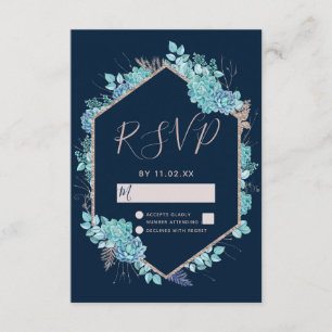 Marinho Blue Succulents & Rosa Dourada WedSAR RSVP