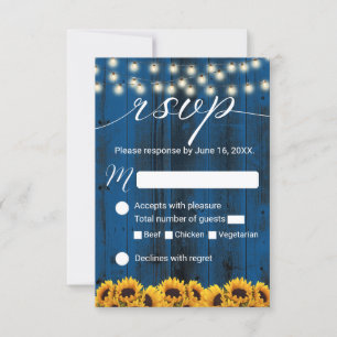 Marinho Blue Sunflower Rustic Weding RSVP