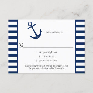 Marinho Blue White Strips Ancora Tema Náutico RSVP