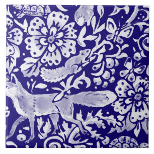 Marinho Blue Woodland MURAL Animal Fox Inferior Di