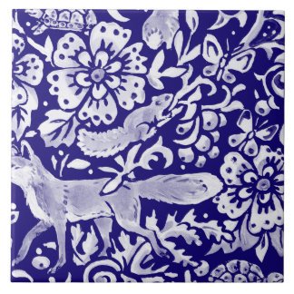 Marinho Blue Woodland MURAL Animal Fox Inferior Di