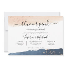 Marinho Blush Dourado Convite para Chá de Revenda