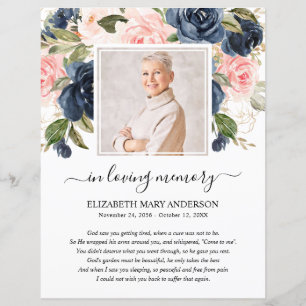 Marinho Blush Floral Foto Funeral Prayer