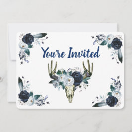 Marinho Buquê Azul Com Convites De 5" x 7"