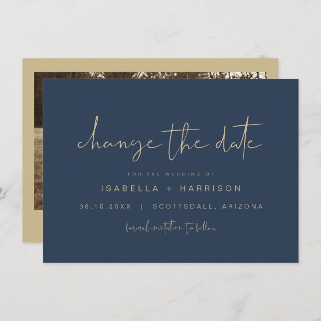 MARINHO CAITLIN e Dourado Alterar o Convite de Dat (Frente/Verso)