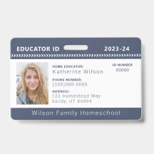 Marinho Chevron Homeschool Educador Crachá